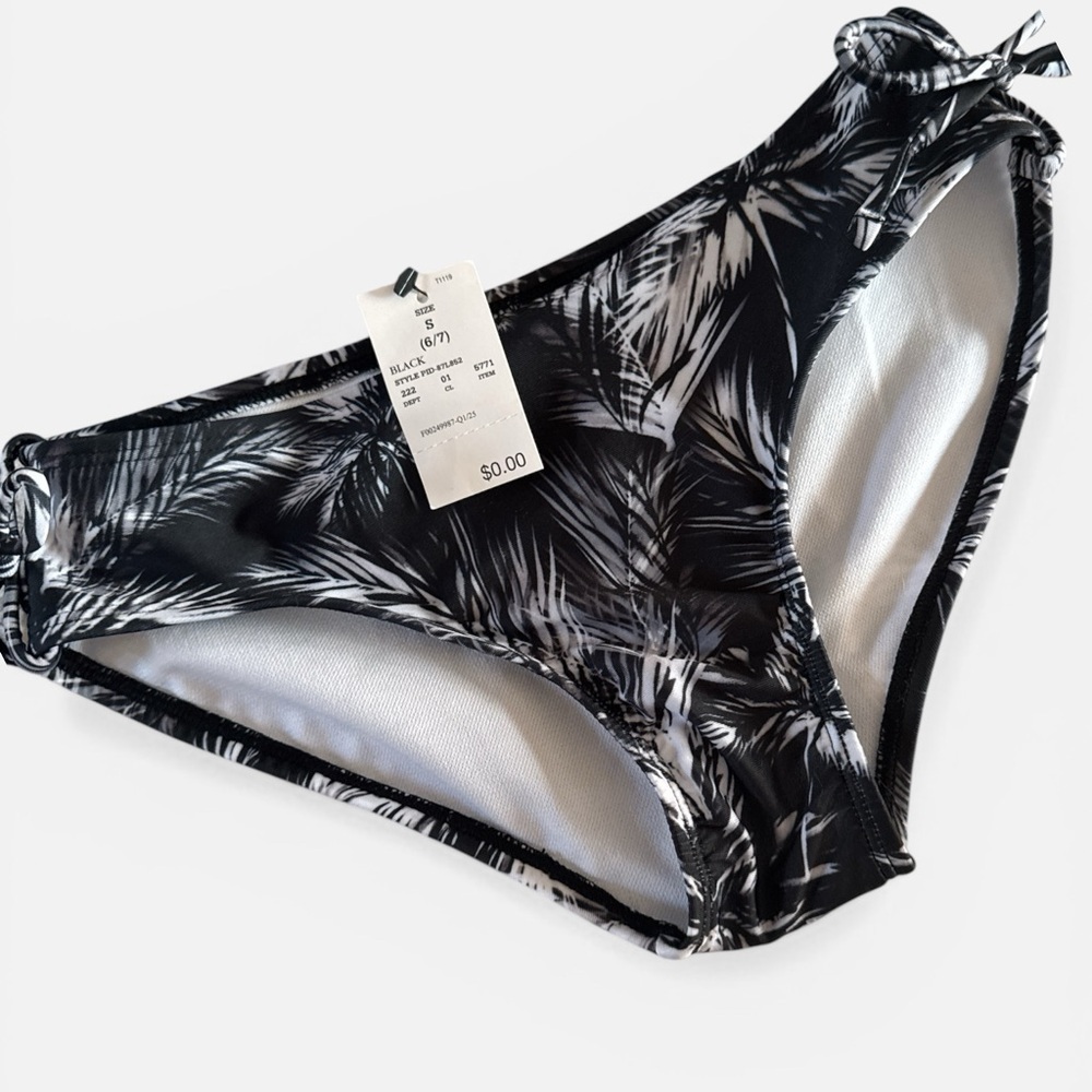 Art Class Black & White Palm Print Bikini Bottom. Sz Sm 6/7. Bottom Only